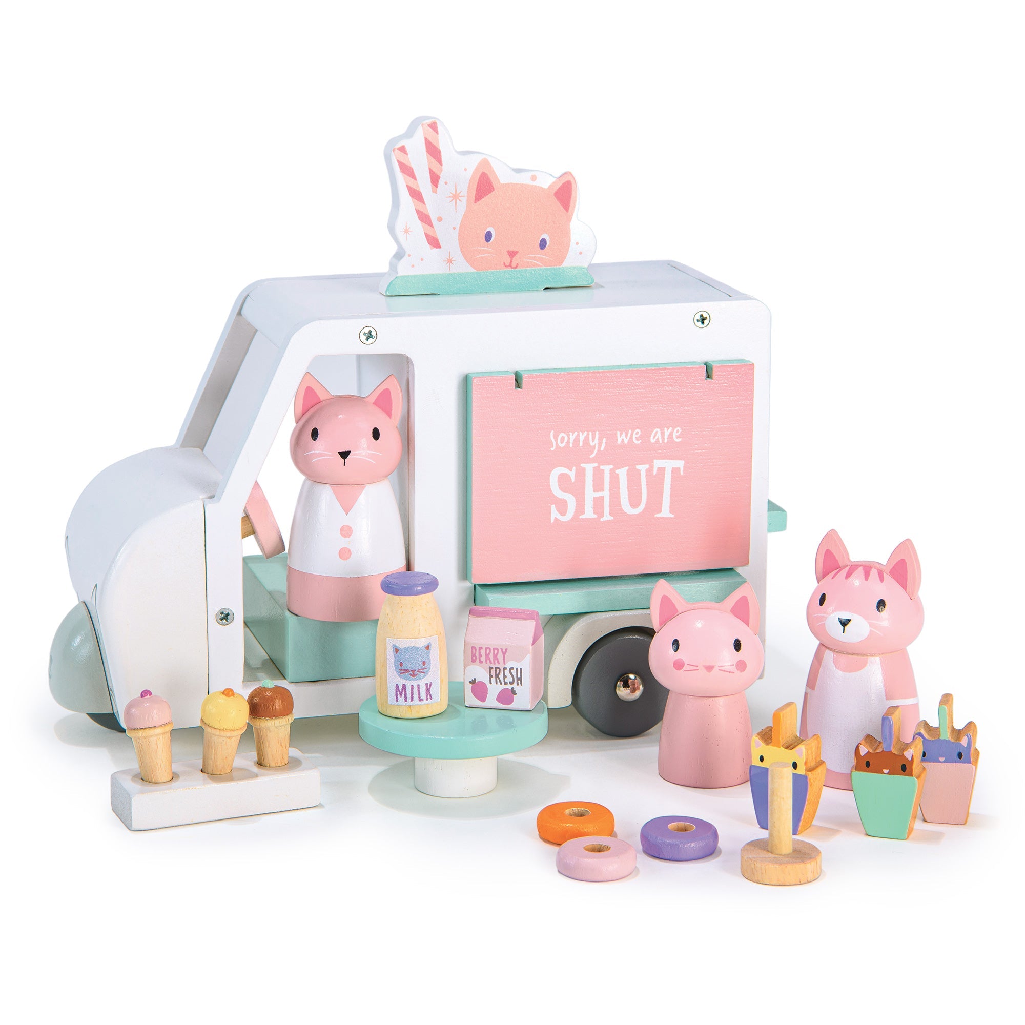 Wooden Kitty's Milkshake Van Playset