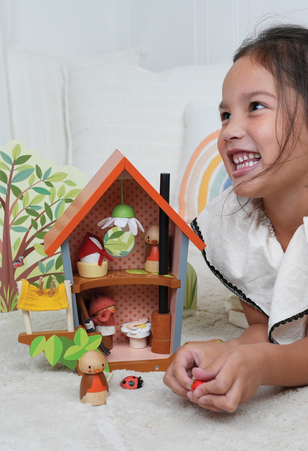 Wooden Robin's Nest Box Dolls House Playset