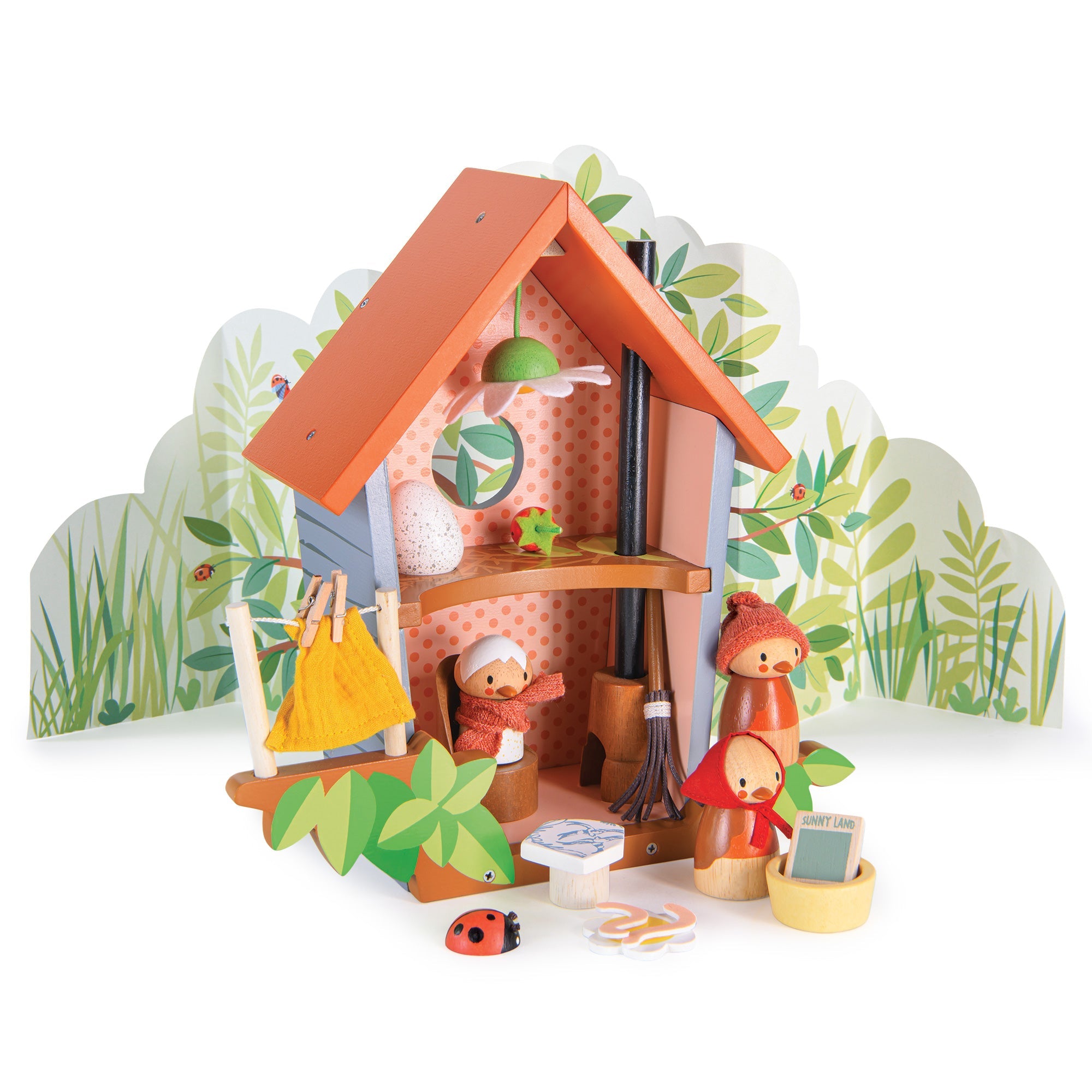 Wooden Robin's Nest Box Dolls House Playset