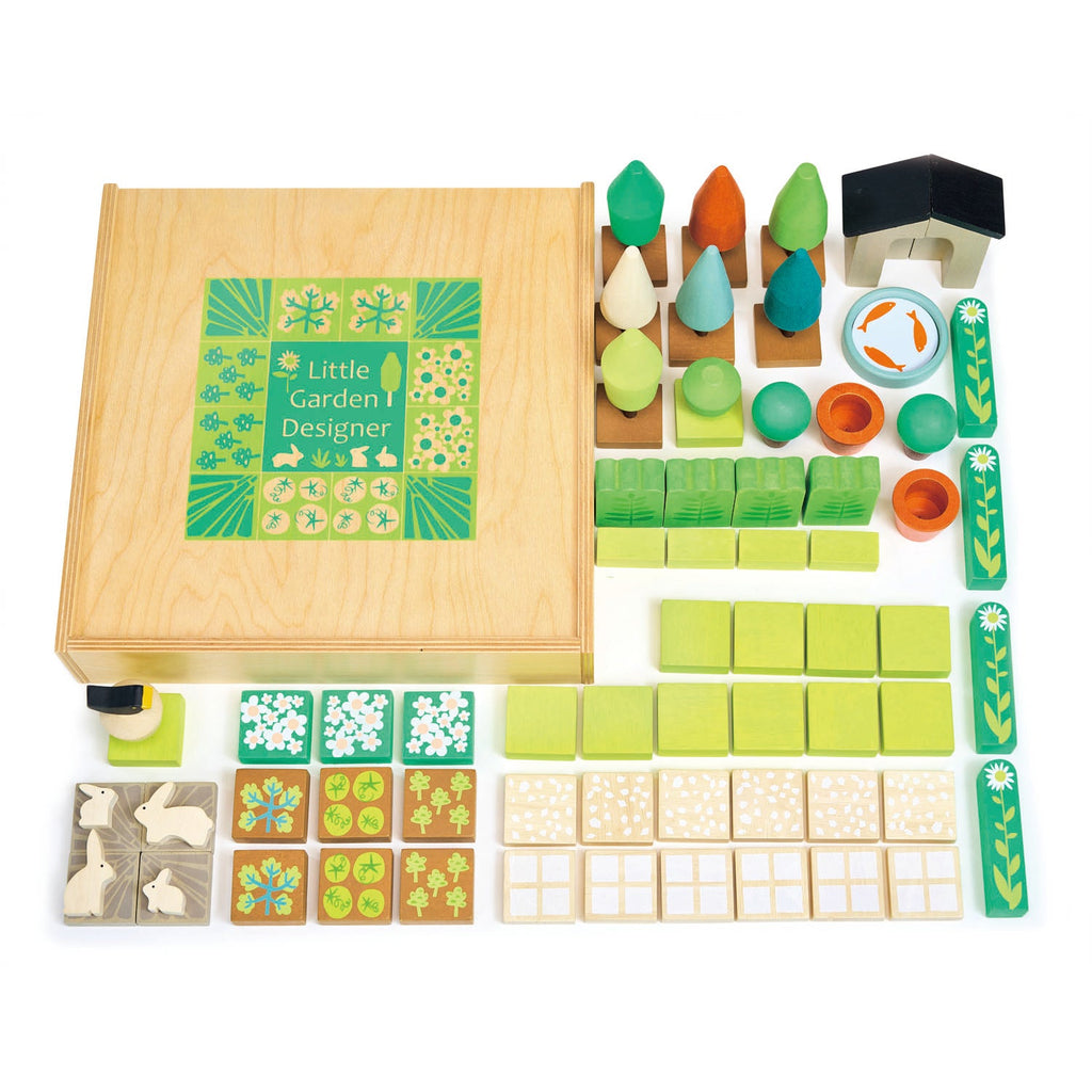 Wooden Little Garden Designer Playset with 64 Pieces