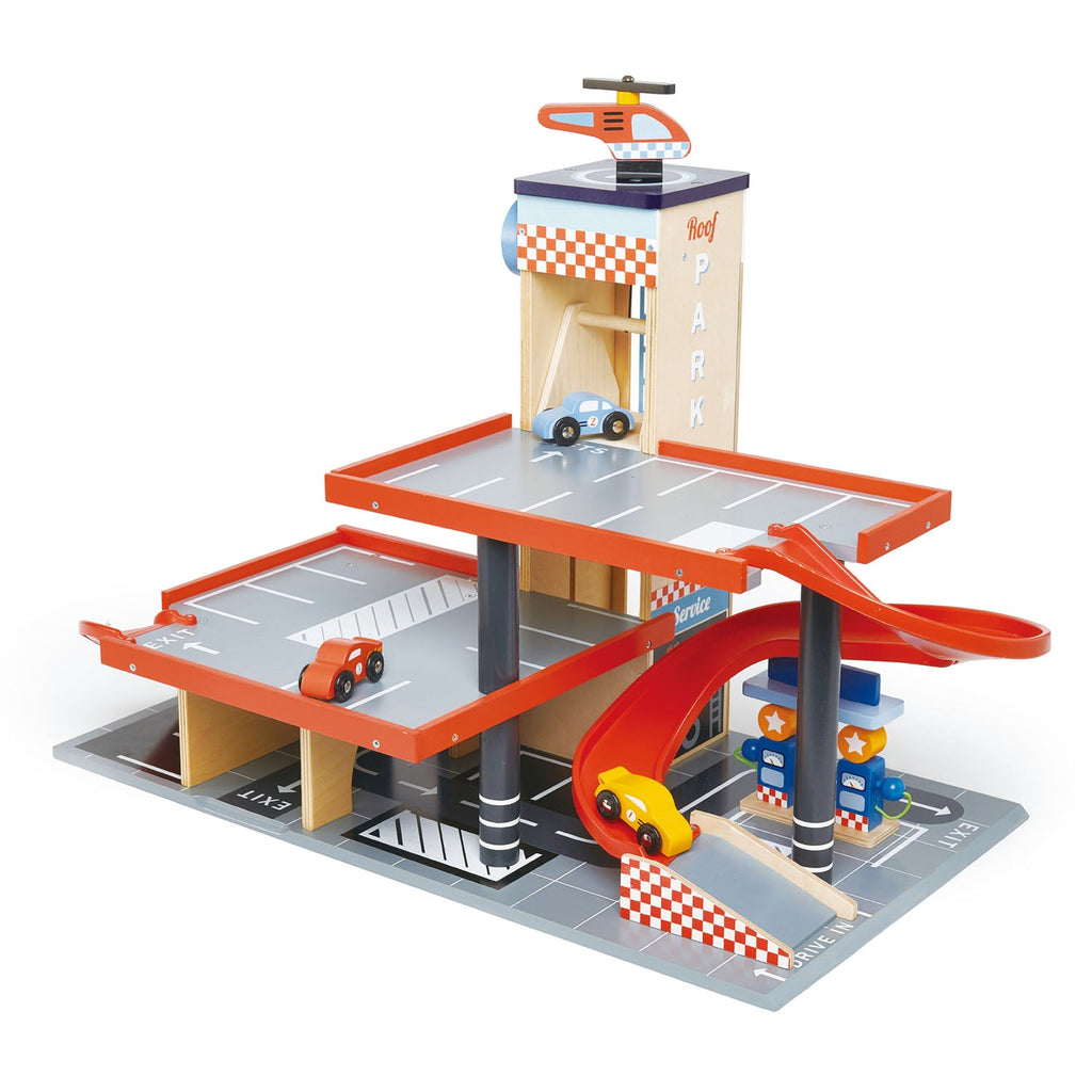 Wooden Car Garage / Service Station Playset