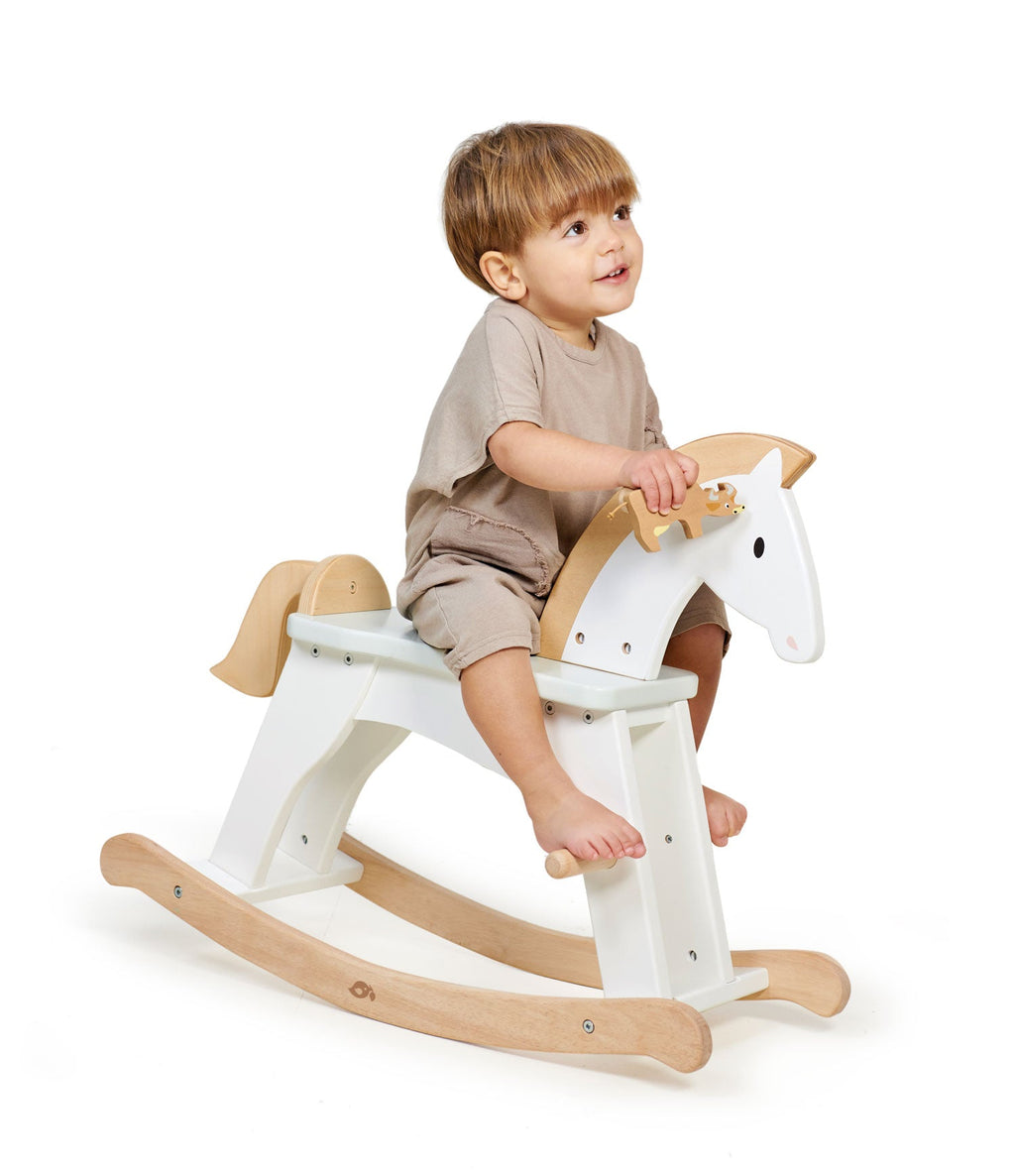 Wooden Lucky Rocking Horse - White
