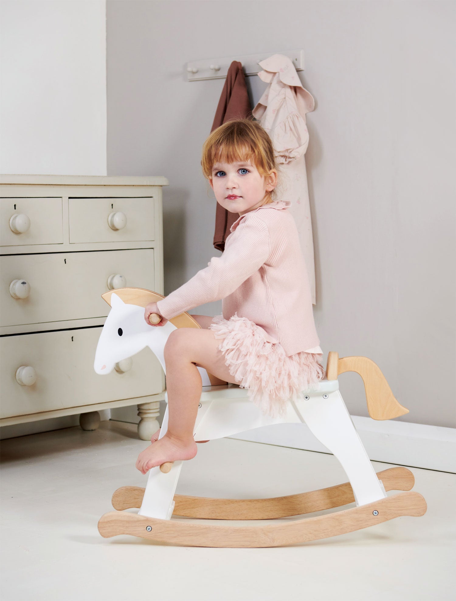Wooden Lucky Rocking Horse - White
