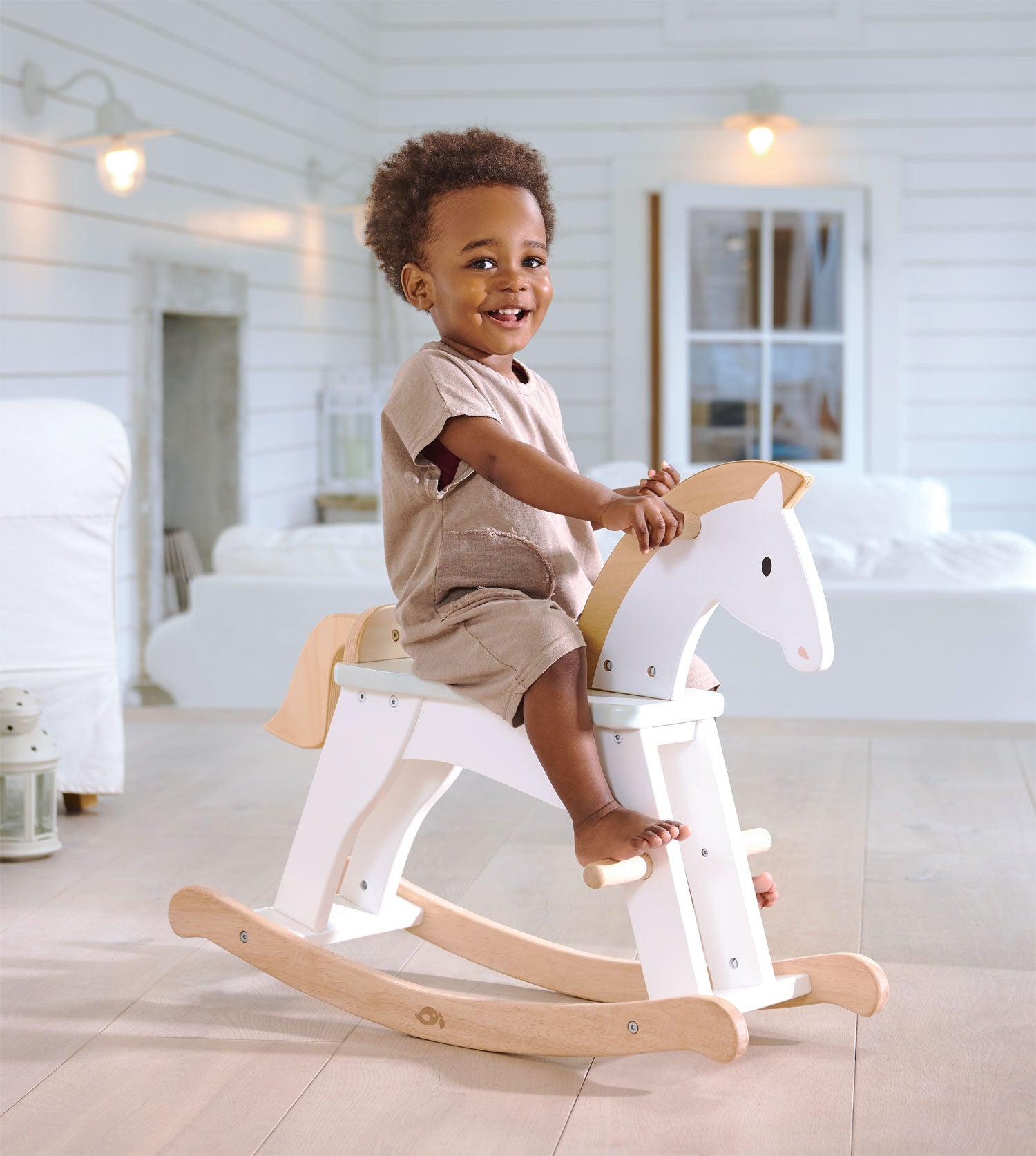 Wooden Lucky Rocking Horse - White