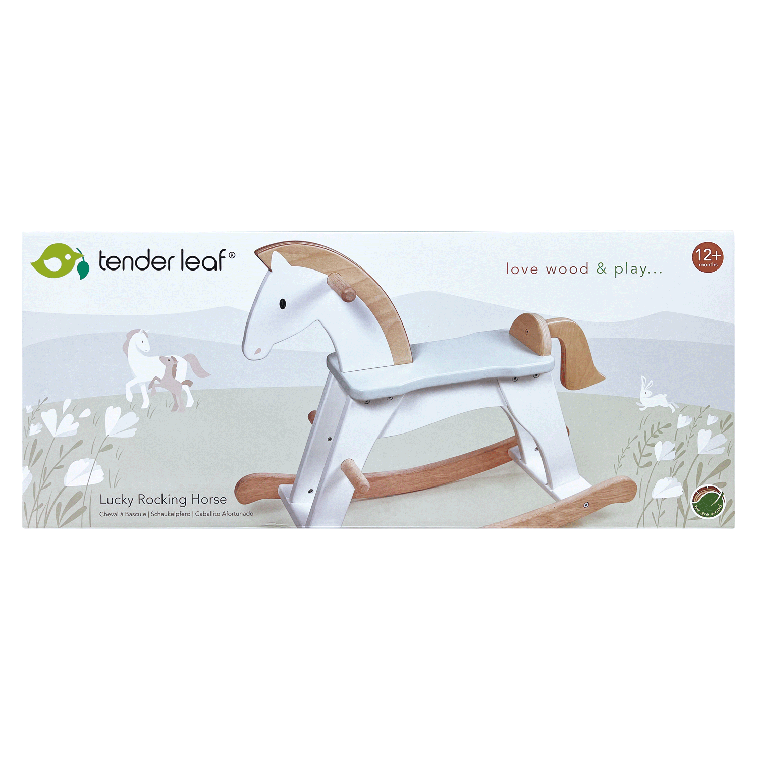 Wooden Lucky Rocking Horse - White