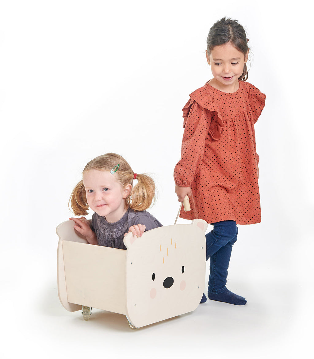 Tender Leaf Toys Wooden Pull Along Bear Cart