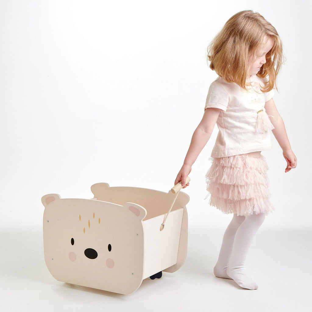 Tender Leaf Toys Wooden Pull Along Bear Cart