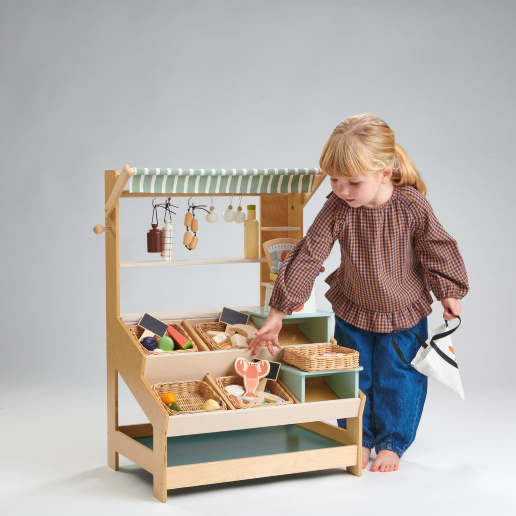 Tender Leaf Toys Wooden Seafood with Basket