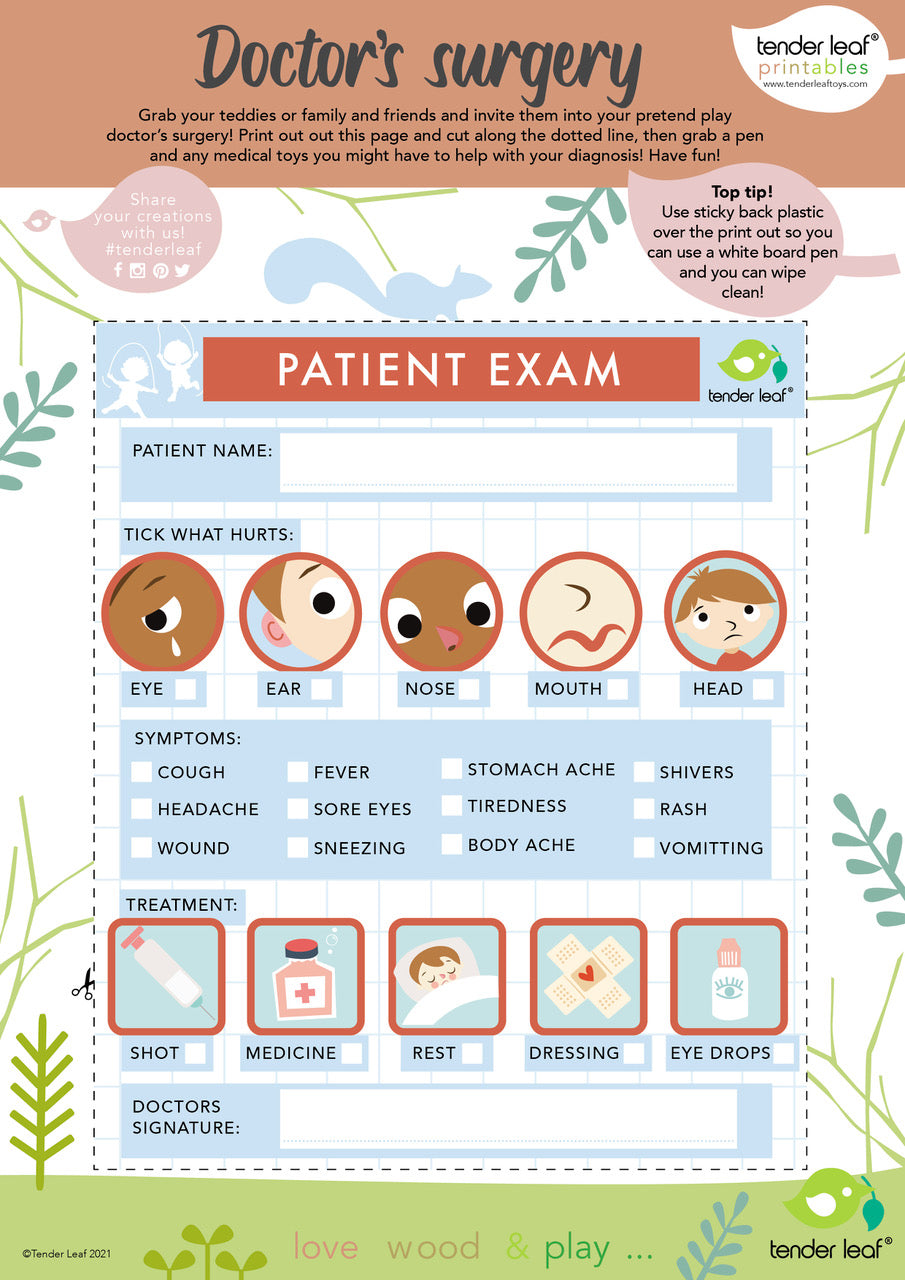 Doctor's Bag Set with Wooden Instruments