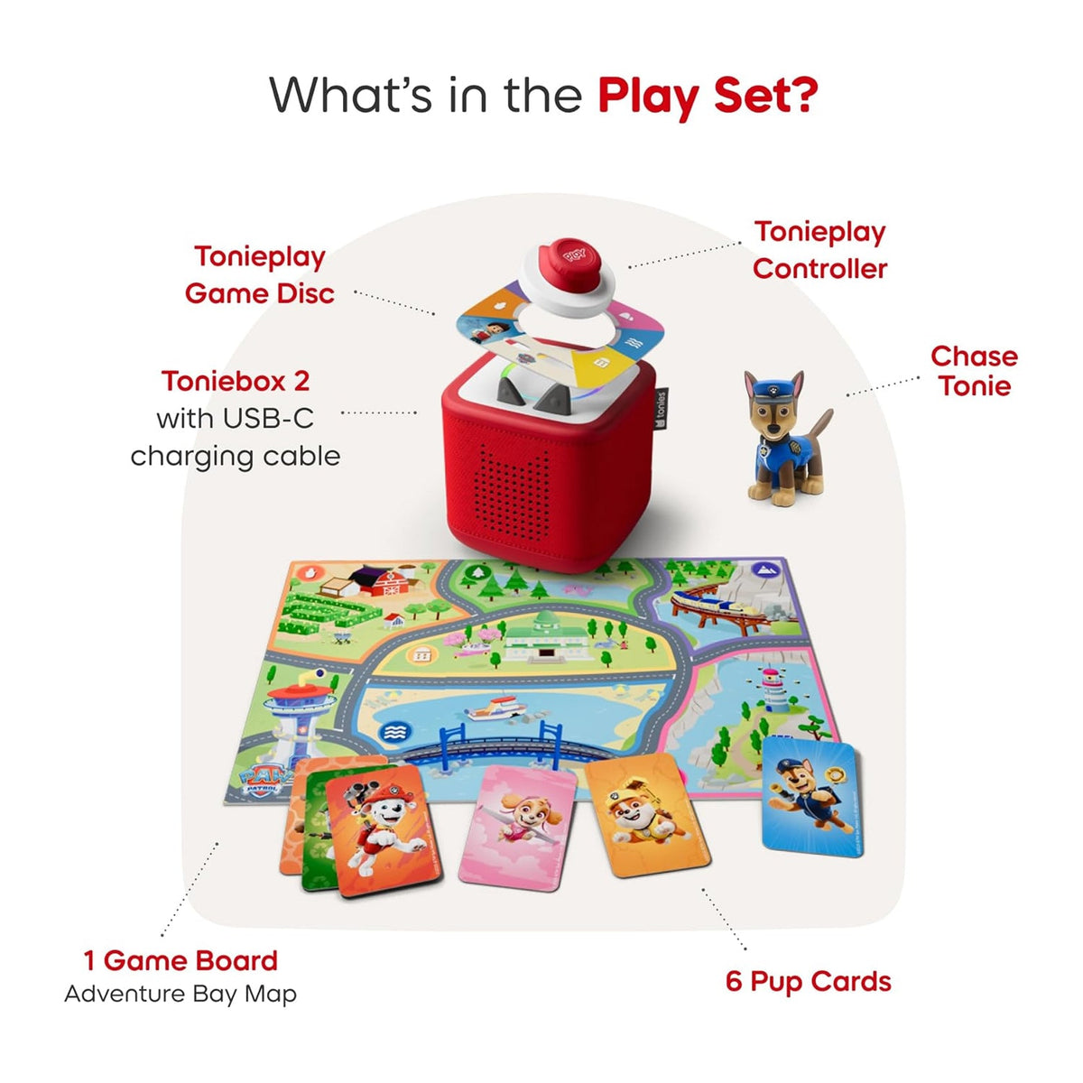 Tonies Toniebox 2 Play Set Including Paw Patrol Chase Tonie, Tonieplay Game & Tonieplay Controller - Sunset Red