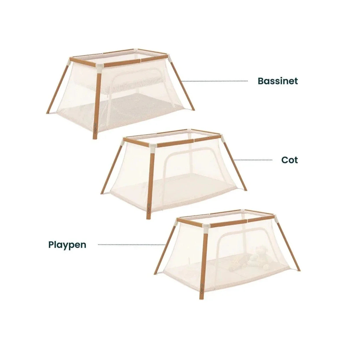 Tutti Bambini CoZee Go Day & Night Playpen - Scandinavian Walnut/Ecru