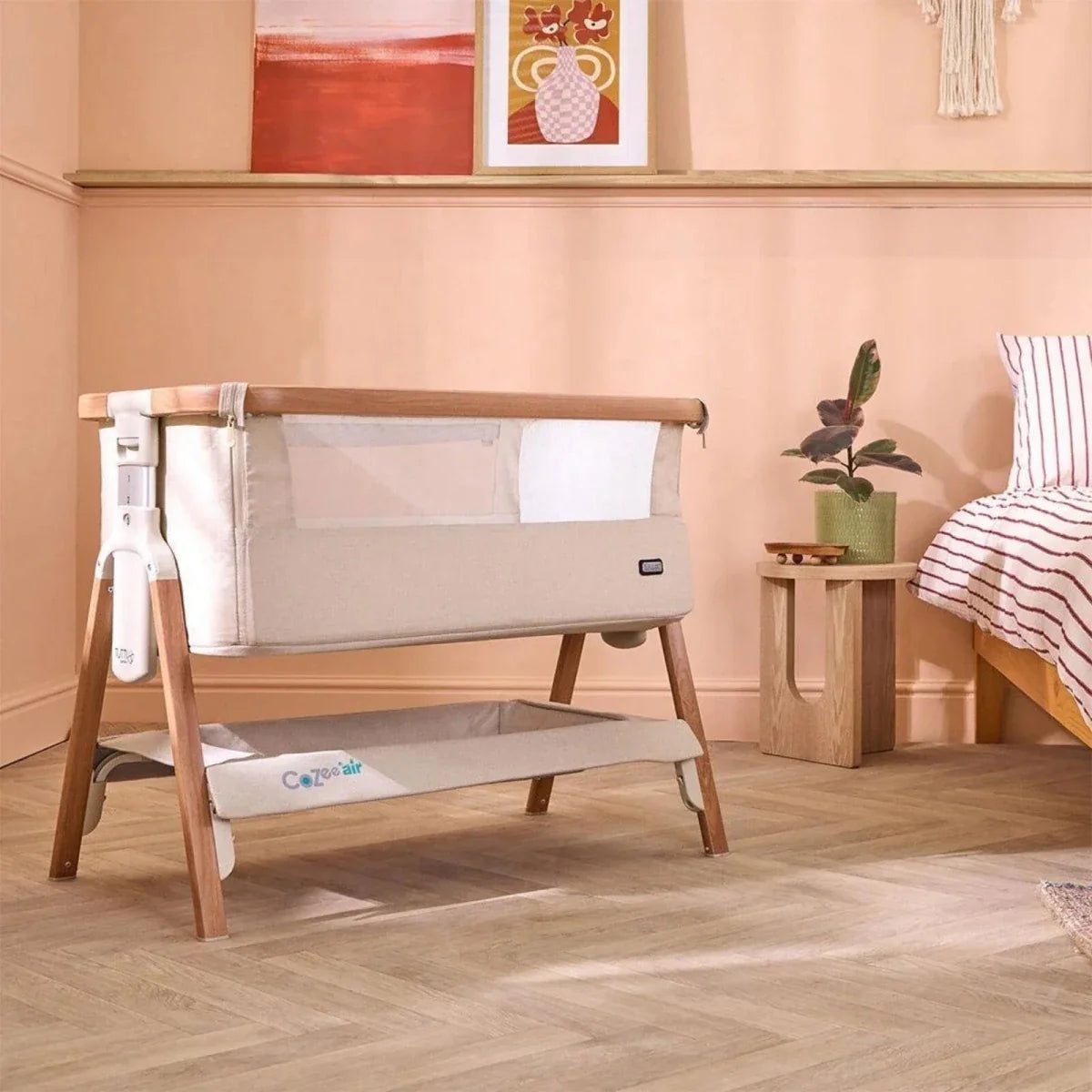 Tutti  Bambini CoZee Air Bedside Crib - Scandinavian Walnut/Ecru