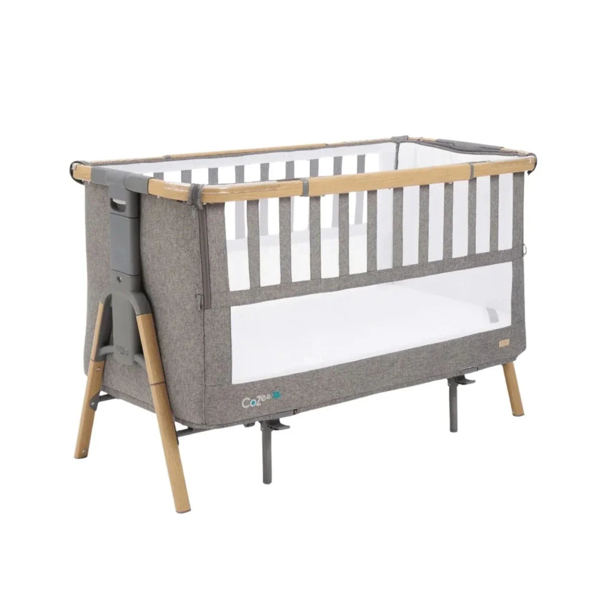 Tutti Bambini Cozee XL Bedside Crib & Cot - Oak/Charcoal