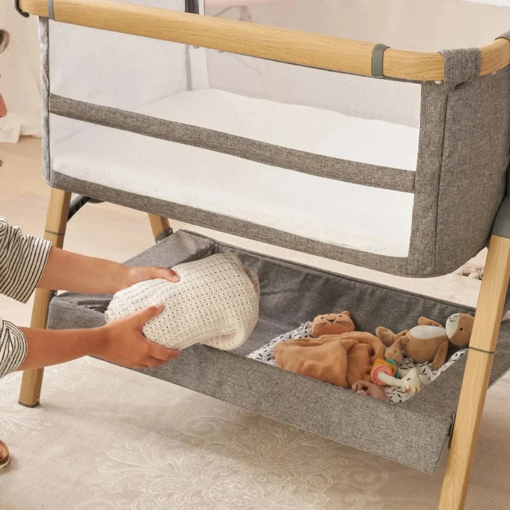 Tutti Bambini Cozee XL Bedside Crib & Cot - Oak/Charcoal