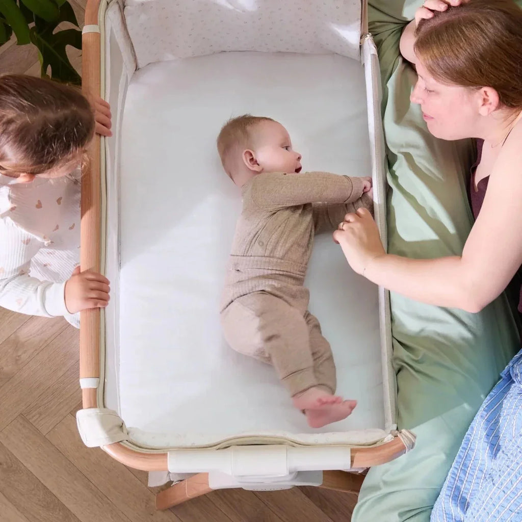 Tutti Bambini CoZee XL Bedside Crib & Cot - Scandinavian Walnut/Ecru