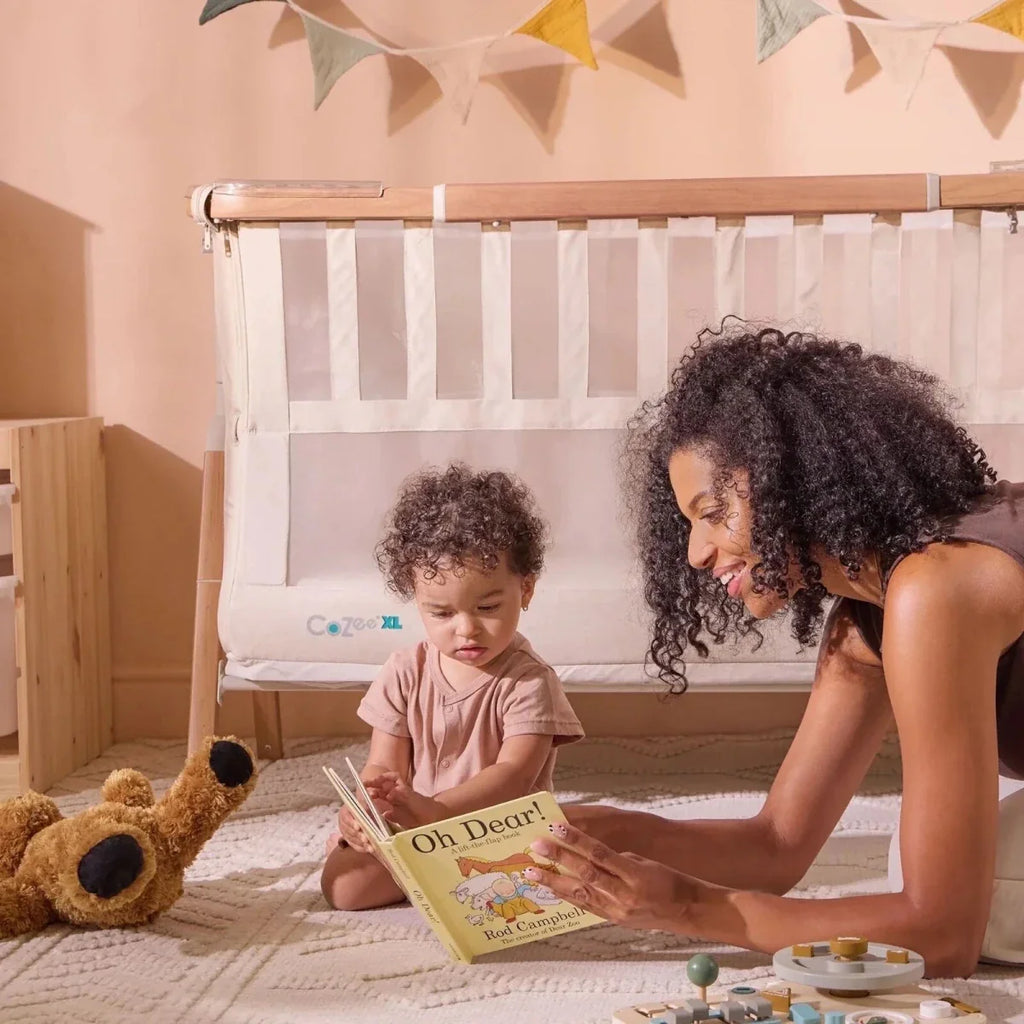 Tutti Bambini CoZee XL Bedside Crib & Cot - Scandinavian Walnut/Ecru