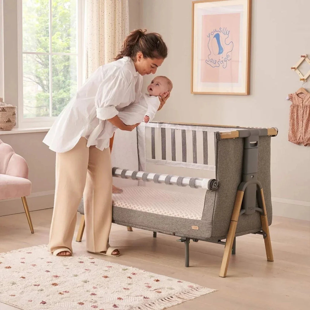 Tutti Bambini CoZee XL Bedside Crib & Cot - Scandinavian Walnut/Ecru