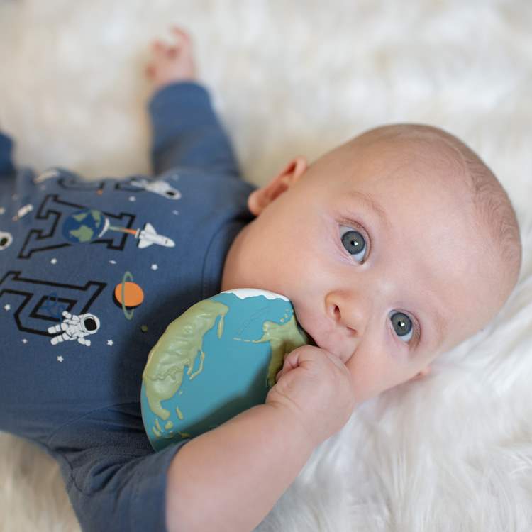 Natural Rubber Space Teether Baby Toy - Earth Biscuit® Planet Earth