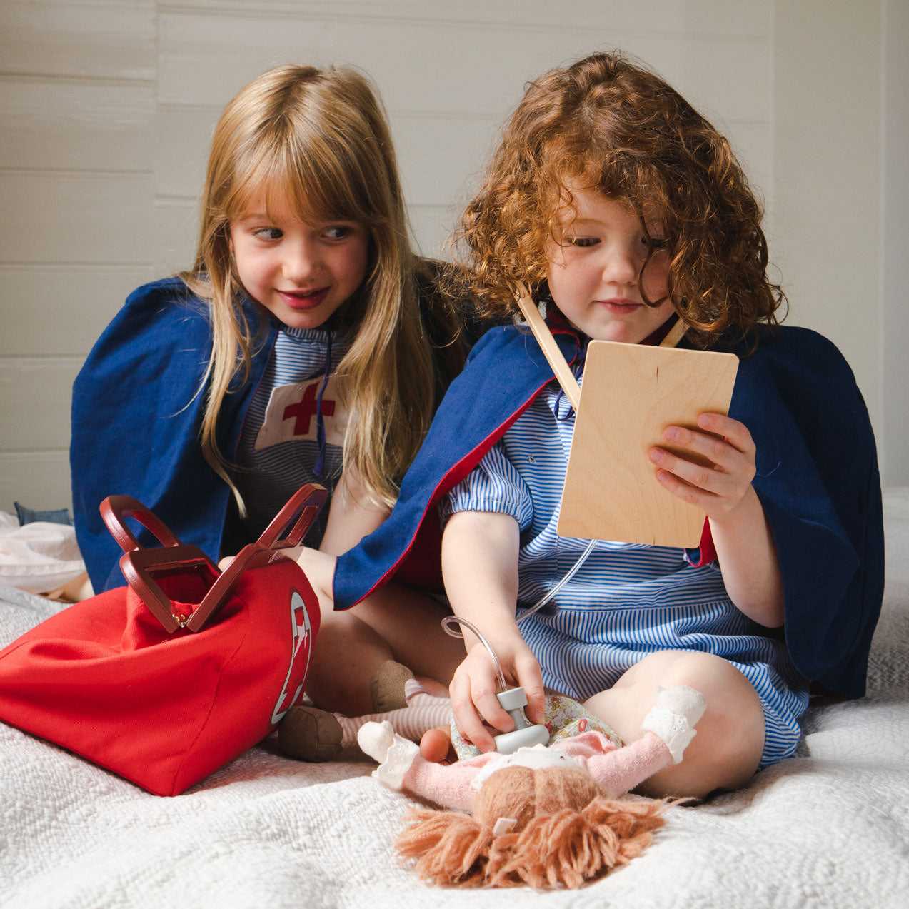 Doctor's Bag Set with Wooden Instruments