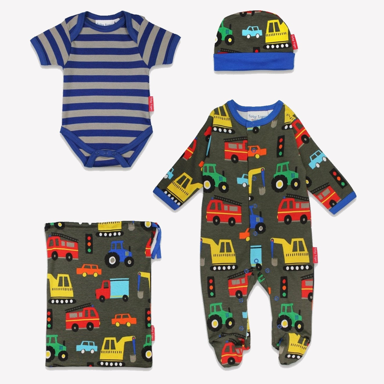 Organic Transport Print Baby Gift Set