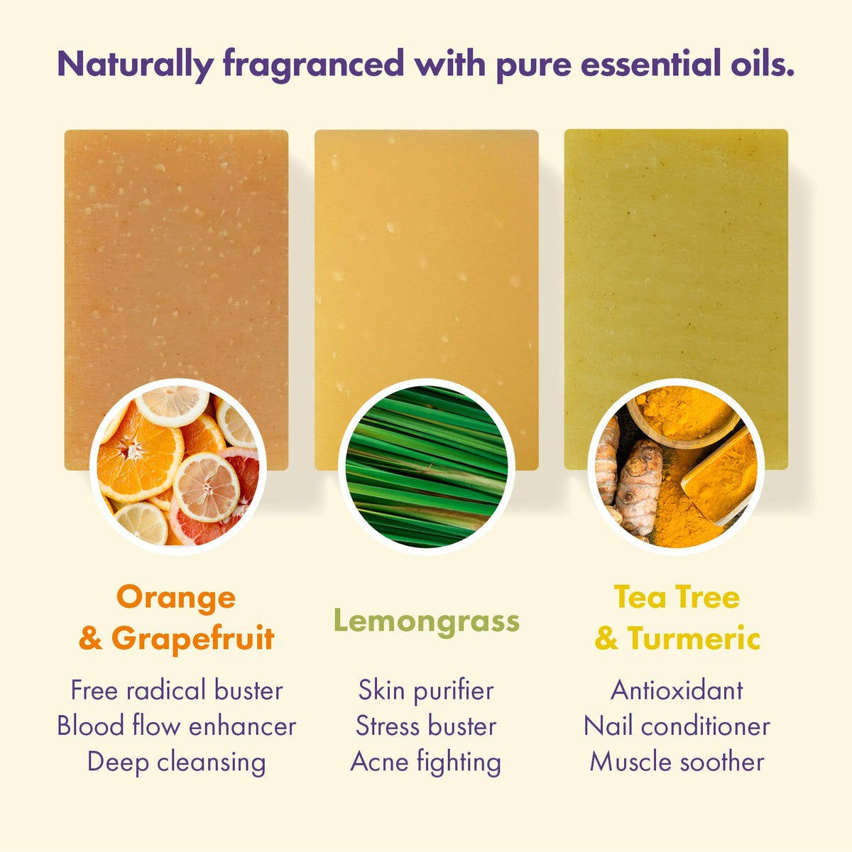 Friendly Soap - Soap Trio Gift Set - Orange & Grapefruit, Lemongrass, Tea Tree & Turmeric