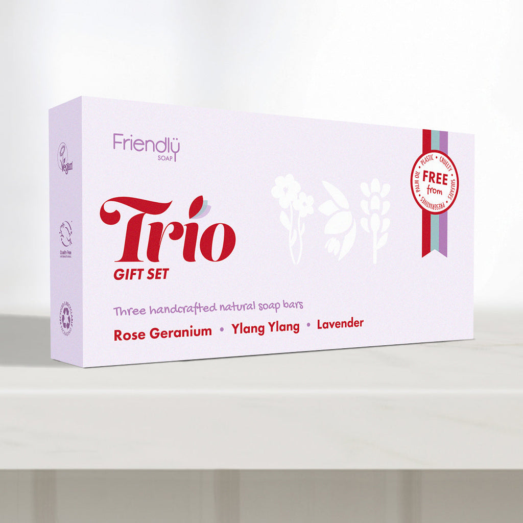 Friendly Soap - Soap Trio Gift Set - Rose Geranium, Ylang Ylang, Lavender