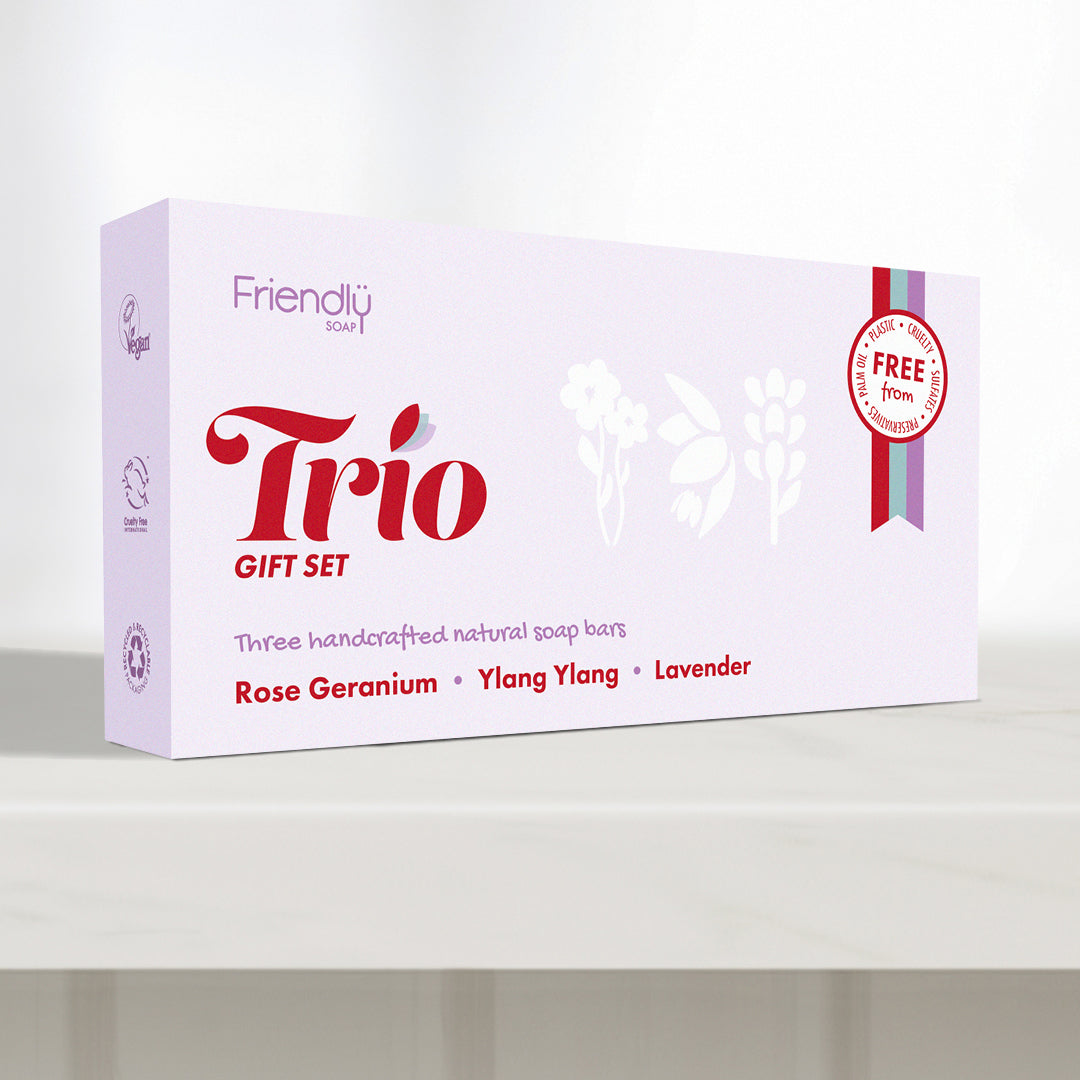 Friendly Soap - Soap Trio Gift Set - Rose Geranium, Ylang Ylang, Lavender