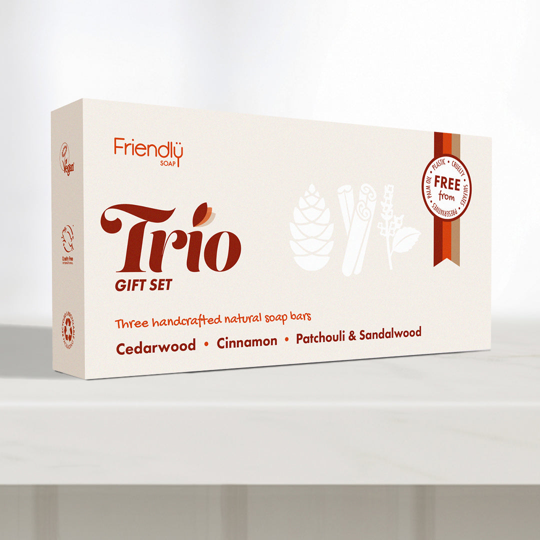 Friendly Soap - Soap Trio Gift Set - Cedarwood, Cinnamon, Patchouli & Sandalwood