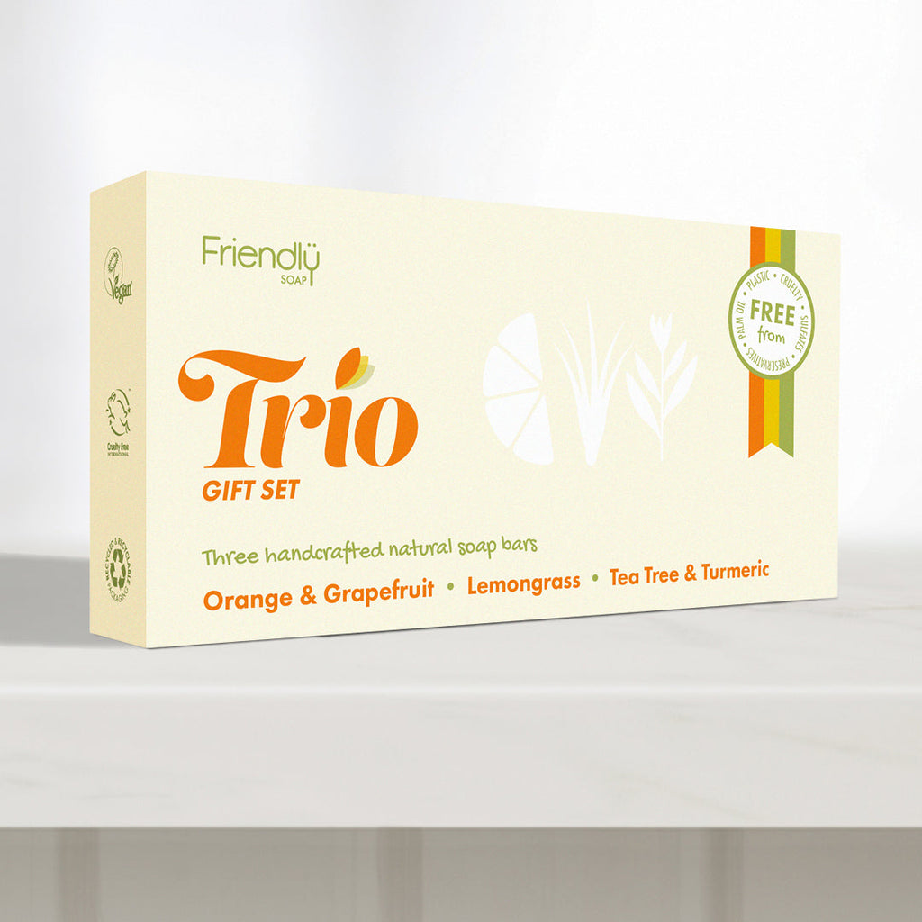 Friendly Soap - Soap Trio Gift Set - Orange & Grapefruit, Lemongrass, Tea Tree & Turmeric