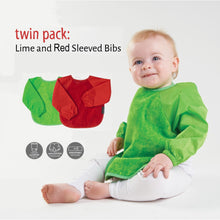 2 PACK - Mum 2 Mum Long Sleeved Wonder Bibs in Red / Lime