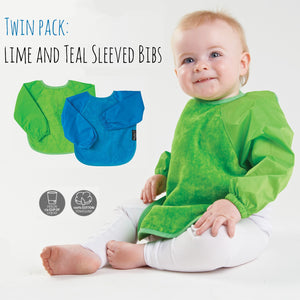 2 PACK - Mum 2 Mum Long Sleeved Wonder Bibs in Lime / Teal