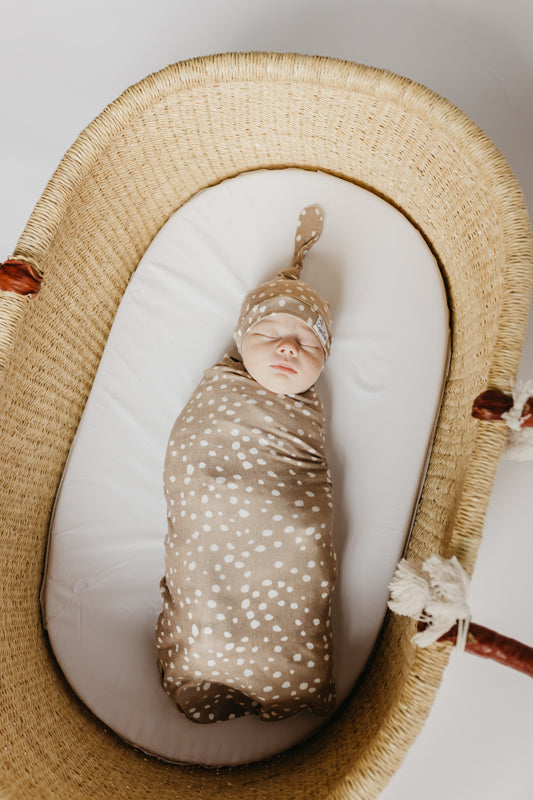 Copper Pearl Top Knot Hat - Fawn - 0-4 months