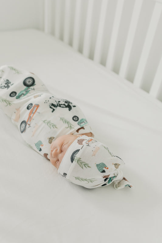 Copper Pearl Knitted Swaddle Blanket - Tractor