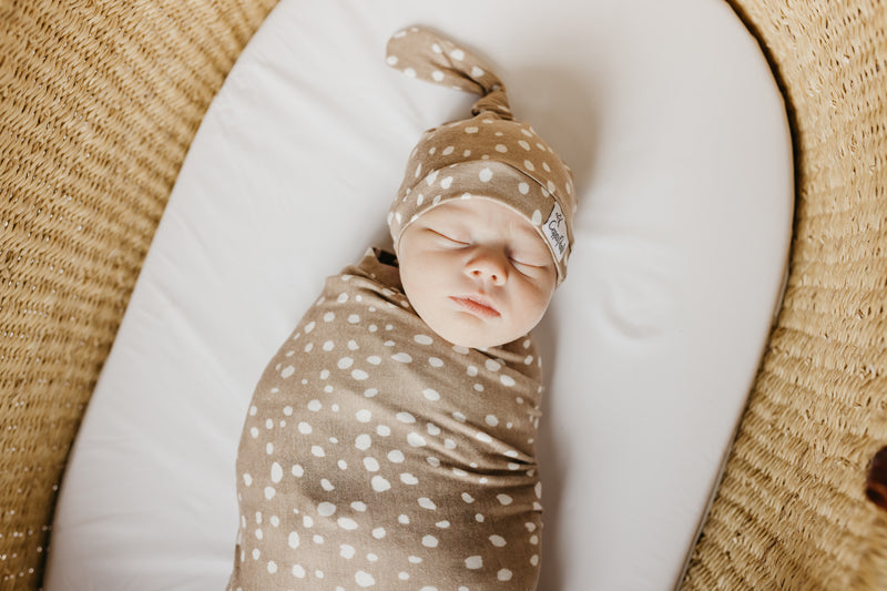 Copper Pearl Top Knot Hat - Fawn - 0-4 months