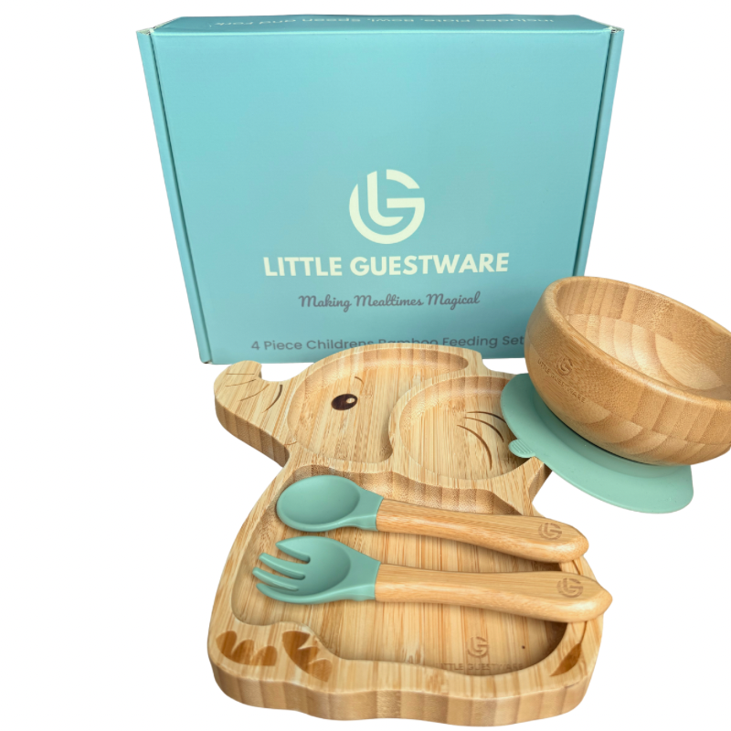 Bamboo Feeding Set - Elephant - Plate, Bowl, Spoon & Fork