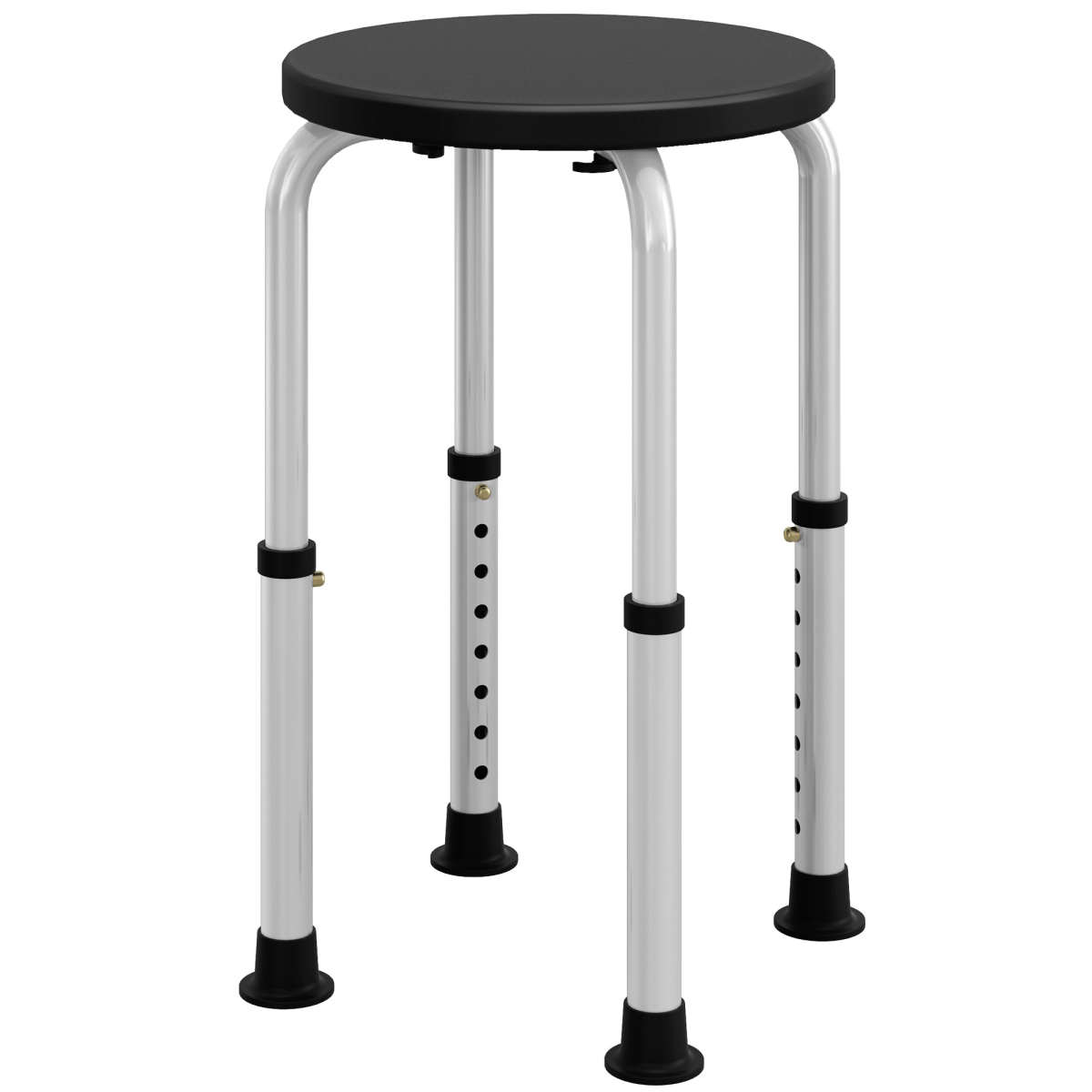 Bath / Shower Stool, Adjustable Height - Black - Max 136kg