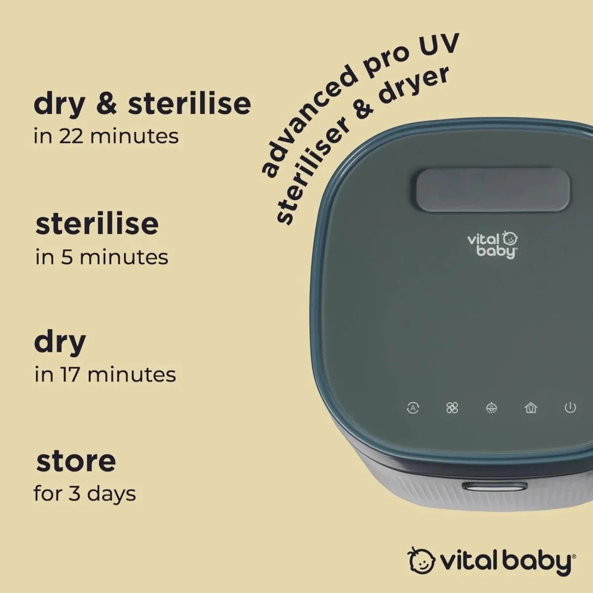 Vital Baby Advanced Pro UV Steriliser & Dryer (3rd Gen) - Smoky Blue