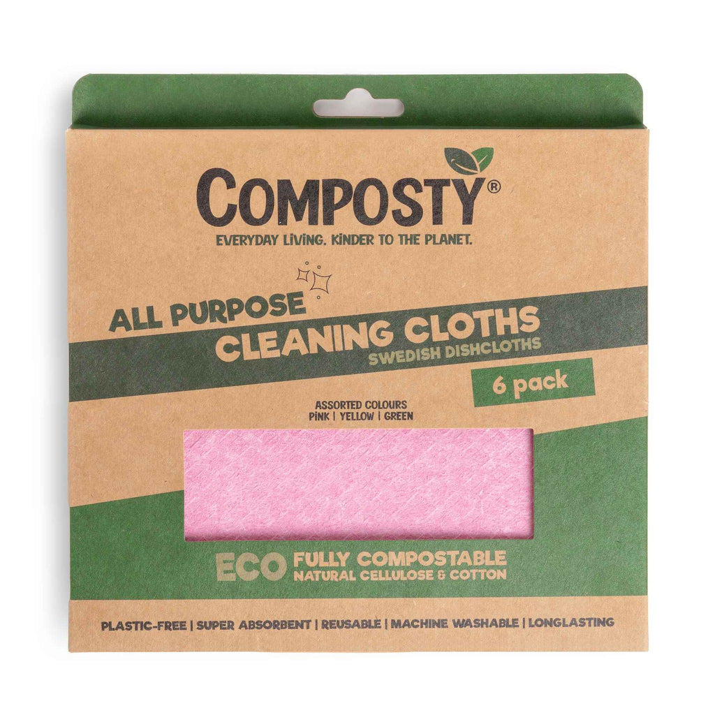 Composty All-Purpose Eco Cloths (Swedish Dishcloths) - 6 Pack