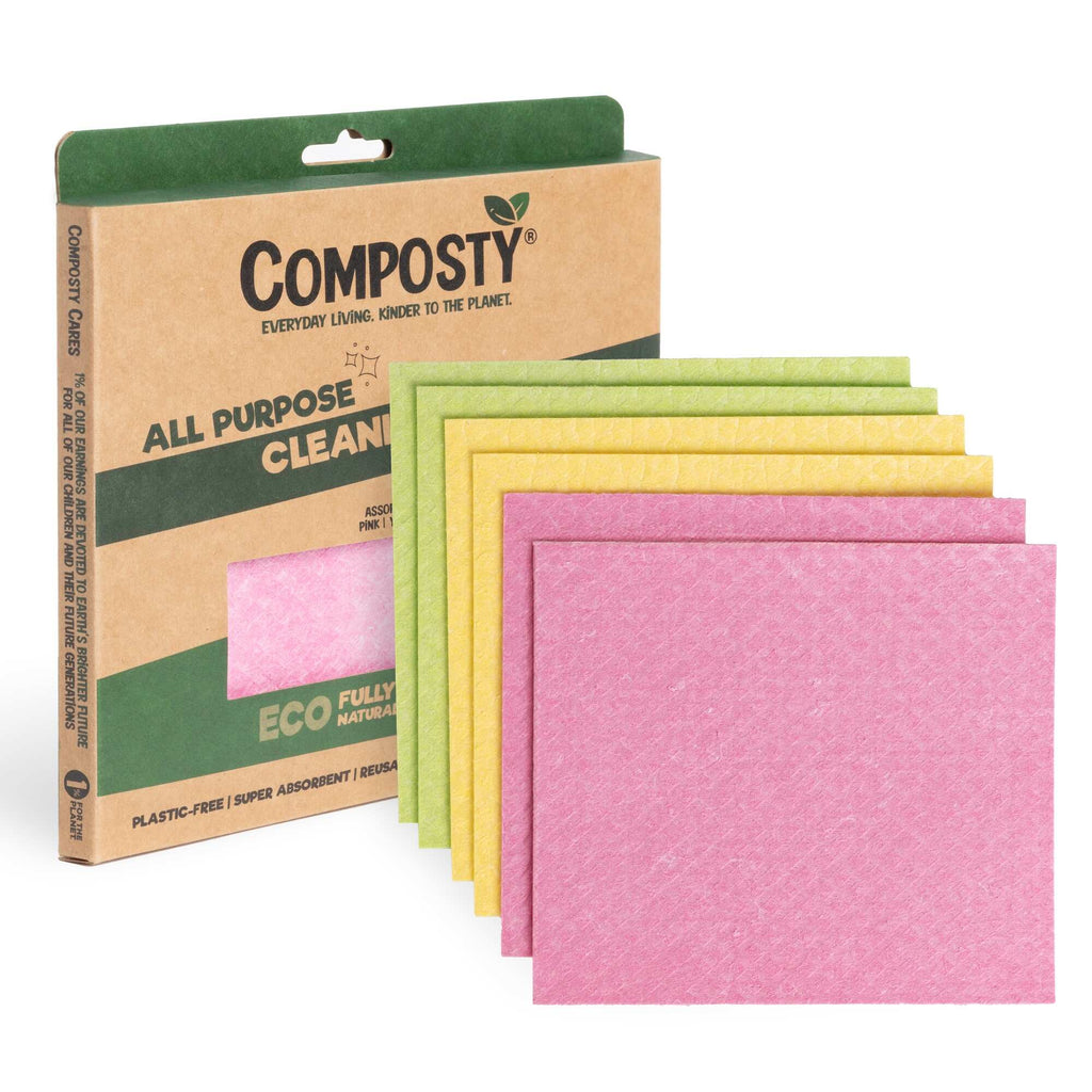 Composty All-Purpose Eco Cloths (Swedish Dishcloths) - 6 Pack