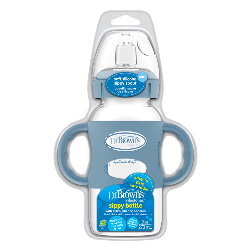 Dr Brown's Milestones™ Sippy Spout Bottle with Silicone Handles - Blue - 270ml