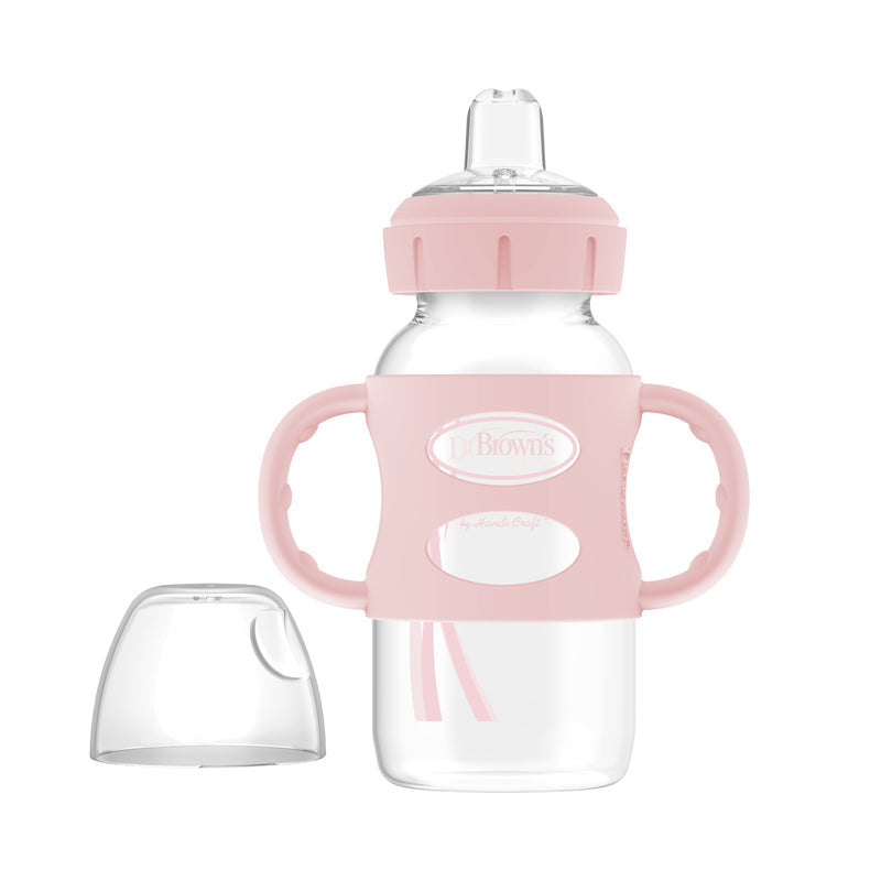 Dr Brown's Milestones™ Sippy Spout Bottle with Silicone Handles - Pink - 270ml