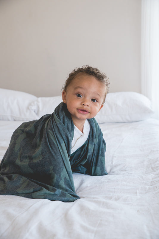 Copper Pearl Knitted Swaddle Blanket - Hunter
