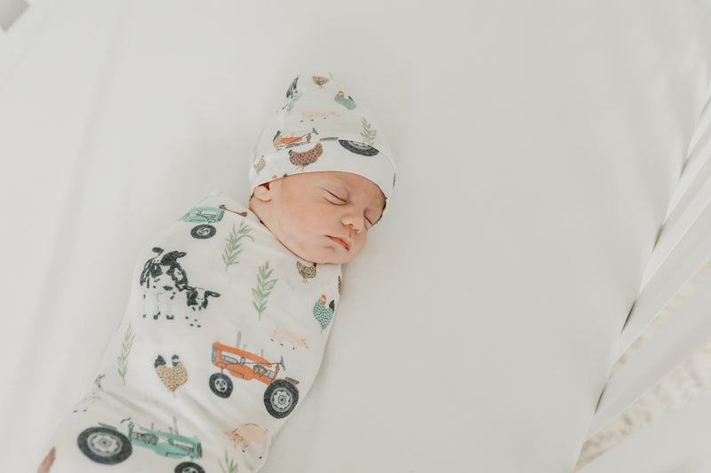 Copper Pearl Knitted Swaddle Blanket - Tractor