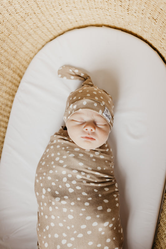 Copper Pearl Top Knot Hat - Fawn - 0-4 months