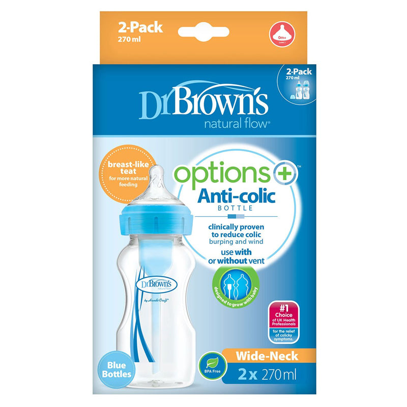 Dr Brown's Options+ Bottle - Blue - 270ml - 2 Pack