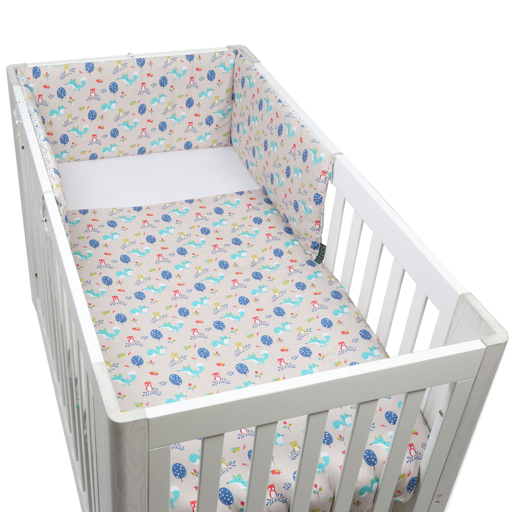 FORREST 3 Piece Organic Reversible Cot Bed Set - Woody