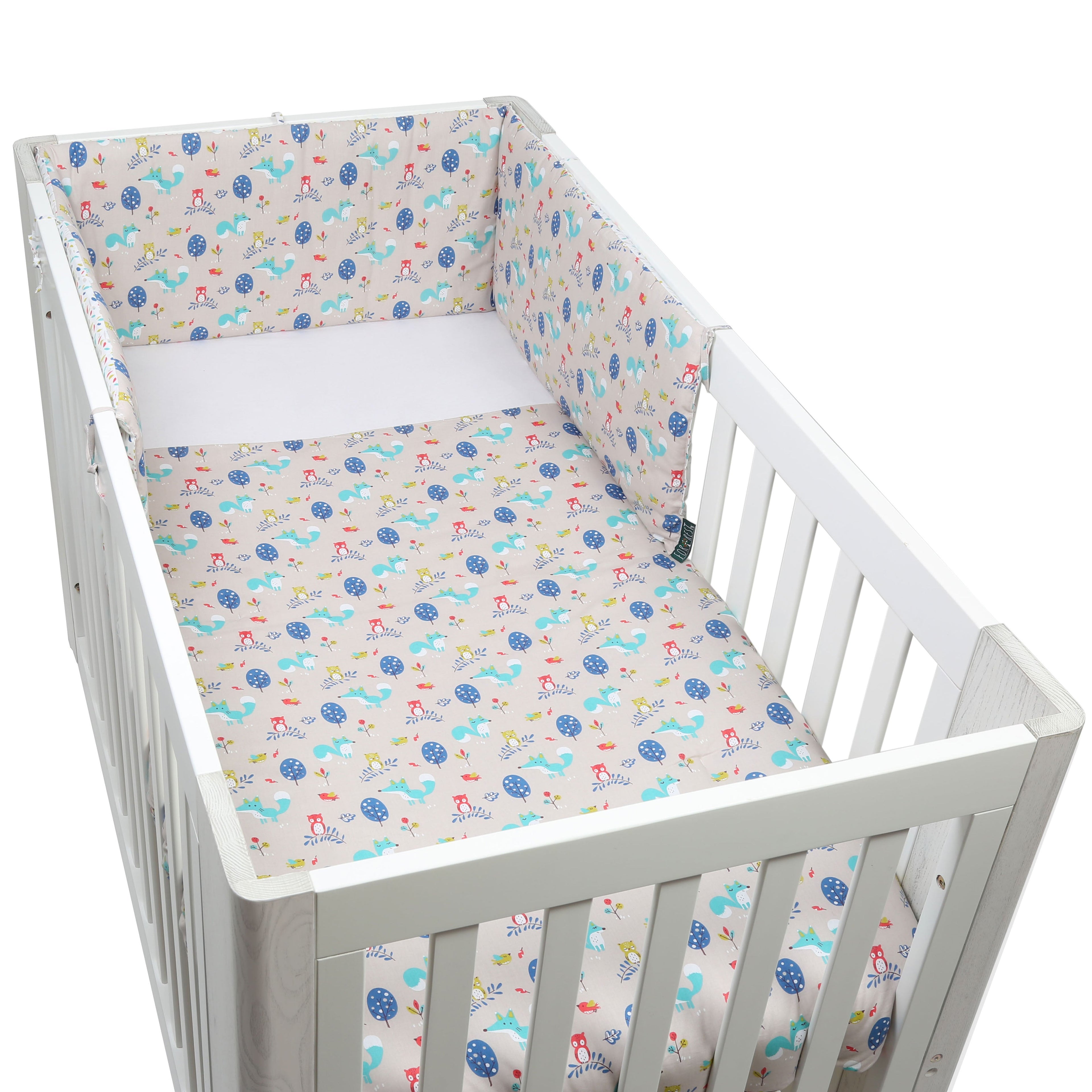 FORREST 3 Piece Organic Reversible Cot Bed Set - Woody