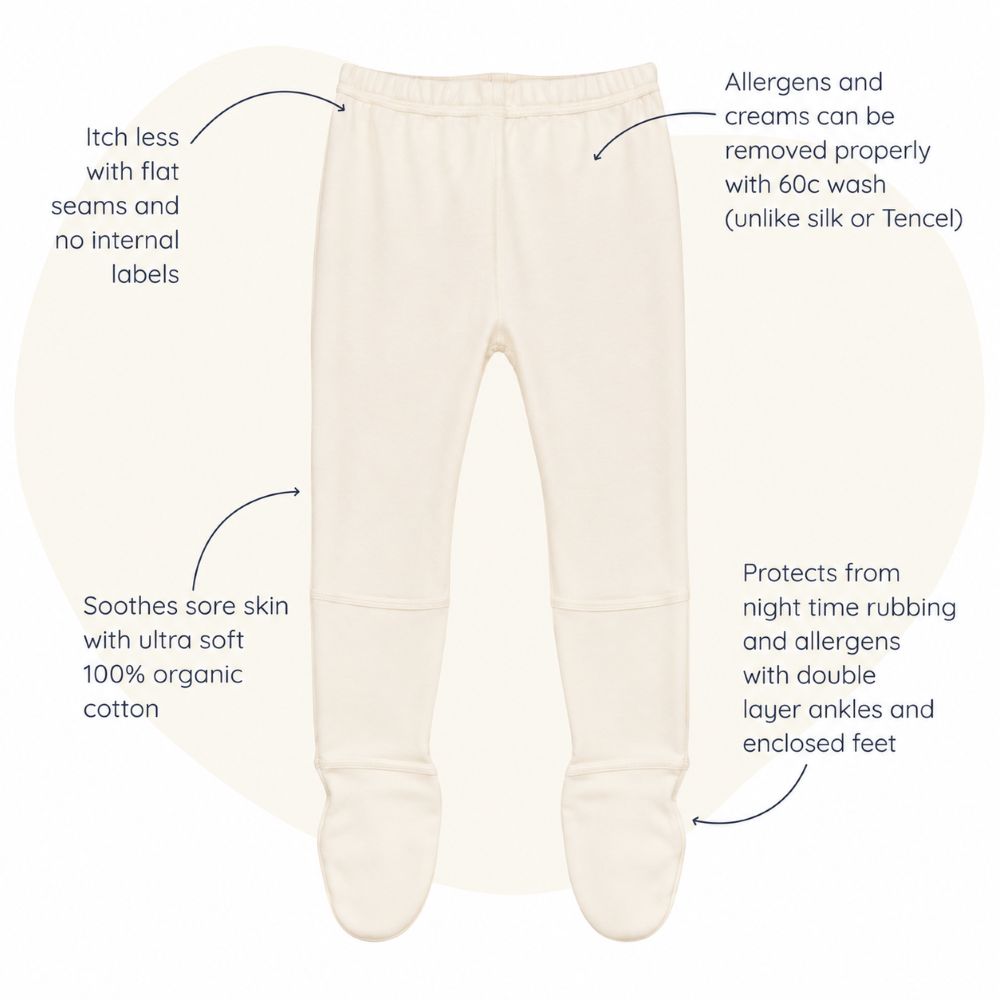 Eczema Clothing Ankle Protect Footed Pyjama Bottoms - 5-14 Years