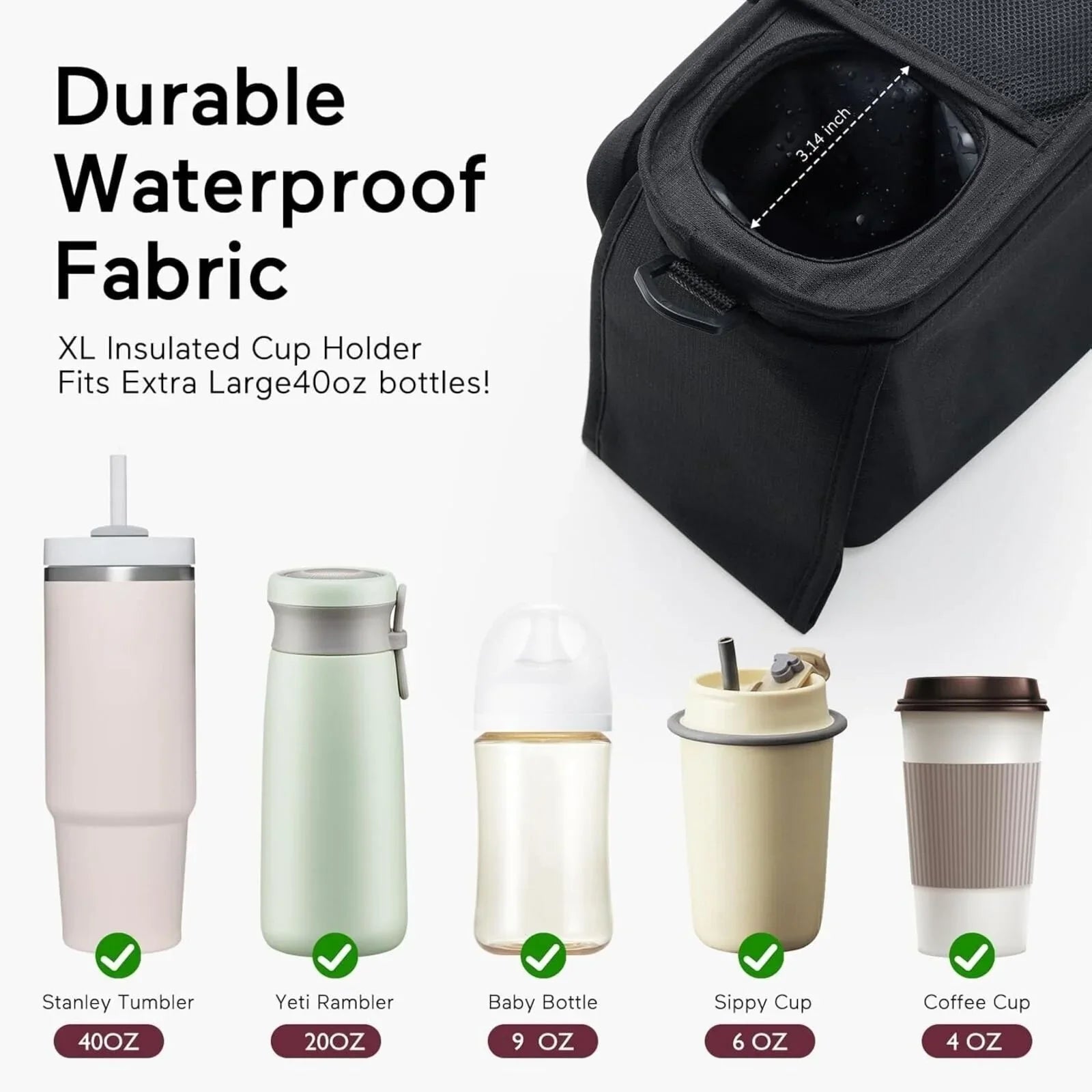 Momcozy All-in-One Stroller Organiser - Black