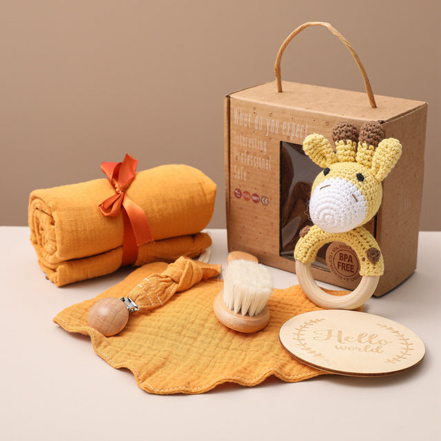 Baby Six Piece Gift Set with Rattle & Brush